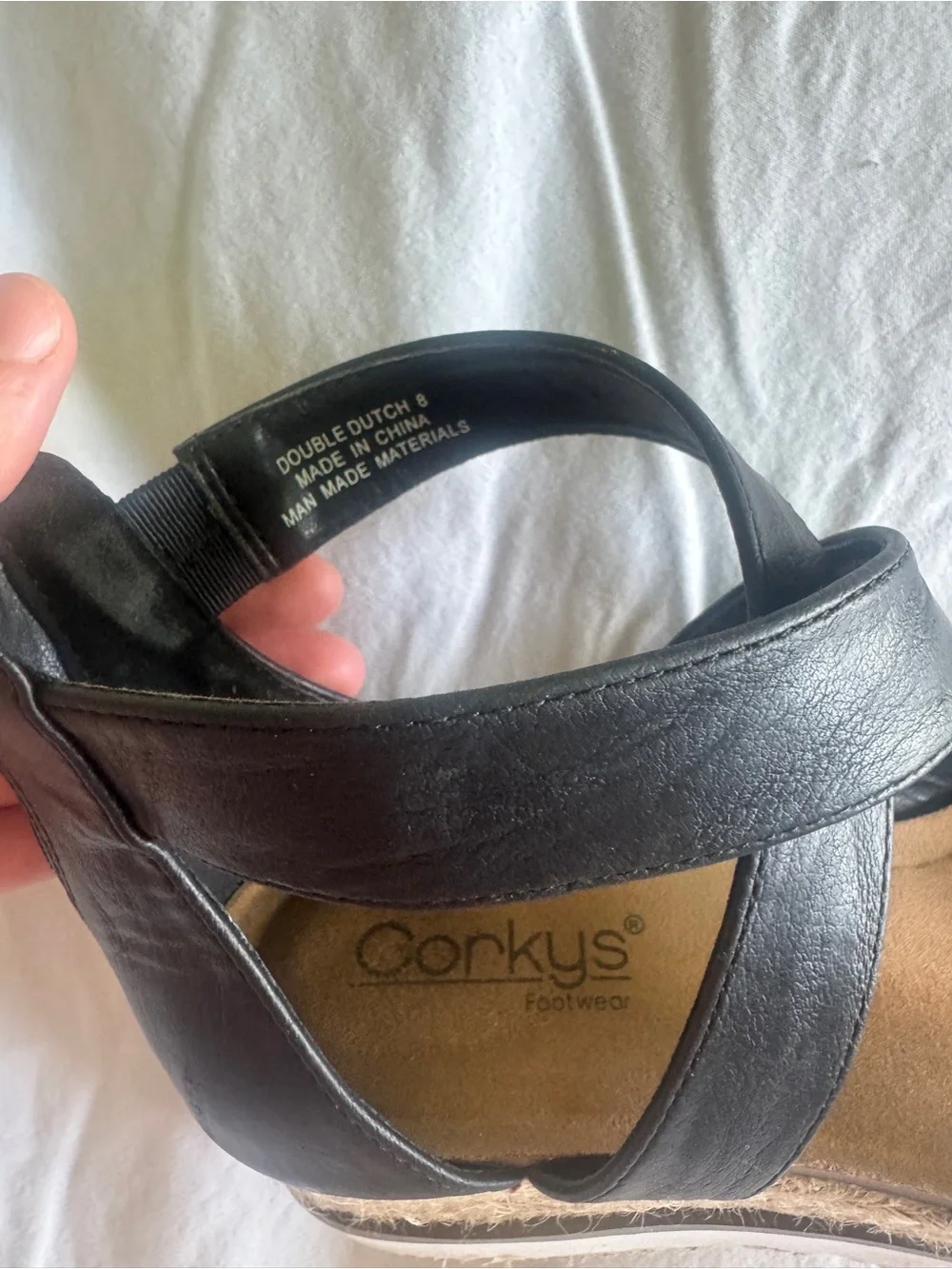 Corkys Black Double Dutch Wedge Espadrille Sandals